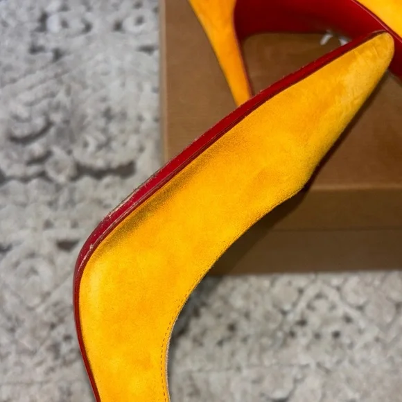 Christian Louboutin Yellow Suede Heels - Picture 7 of 8